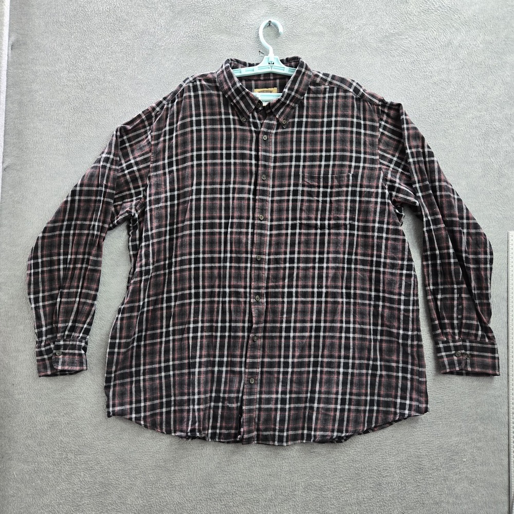 The Foundry Supply Co. Men Button Up Shirt 2XLT Black Plaid Flannel